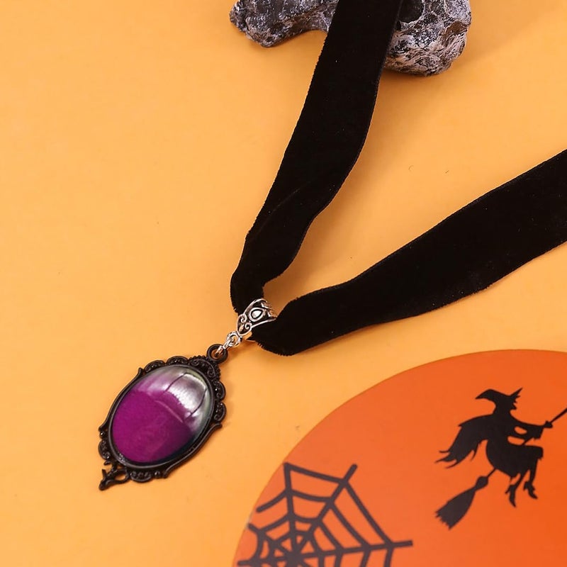 Cicod Gothic Black Velvet Goth Choker Necklace for Women,Cameo Black Choker Crow Skull Pendant Necklace Vintage Collar Skull Necklace Gothic Jewelry - Image 5